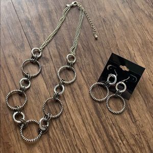 Silver and Chrome Necklace and Earring Set